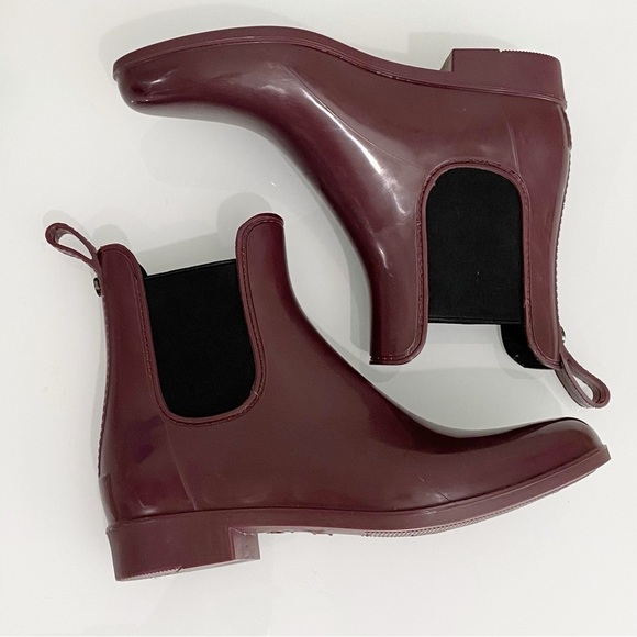 SAM EDELMAN Tinsley Chelsea Rubber Rain Bootie Sangria Size 7 - Picture 7 of 14